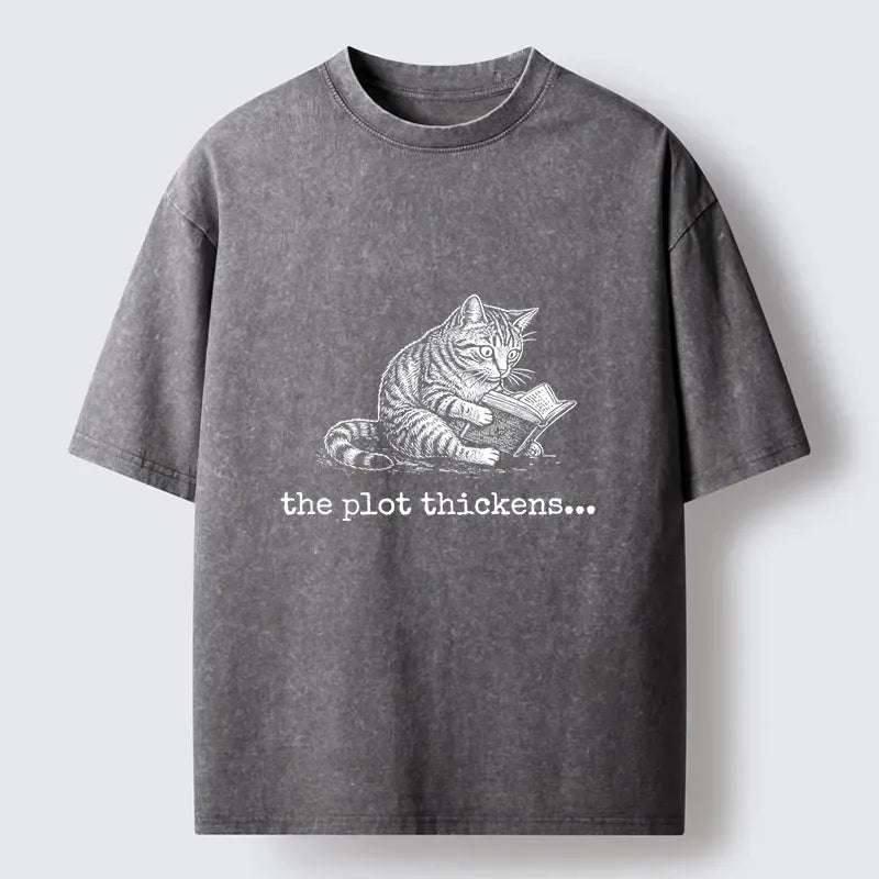 Japanese Vintage Cat Reading T-Shirt for Women