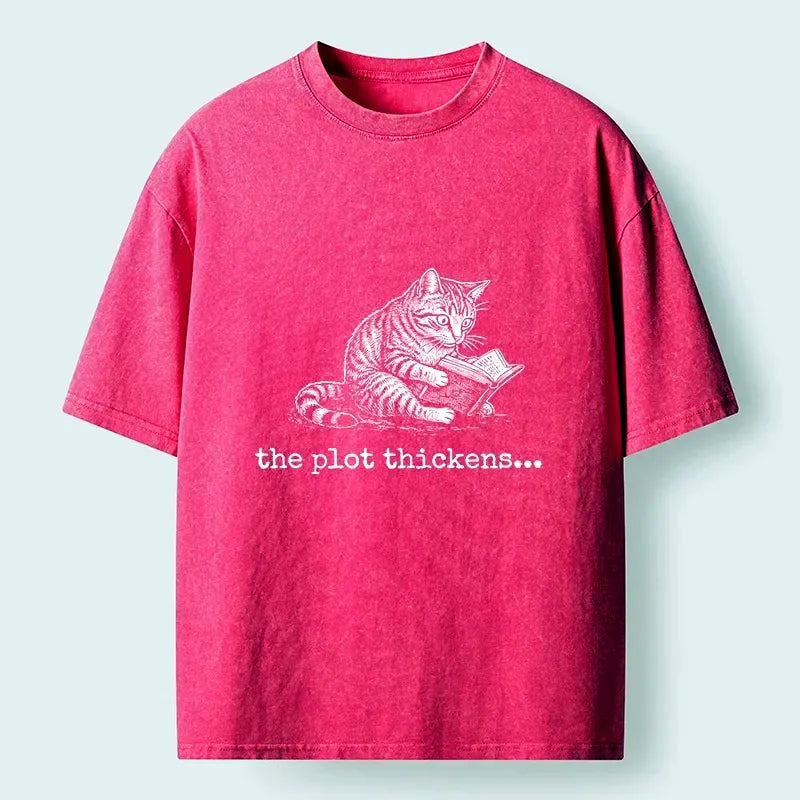 Japanese Vintage Cat Reading T-Shirt for Women
