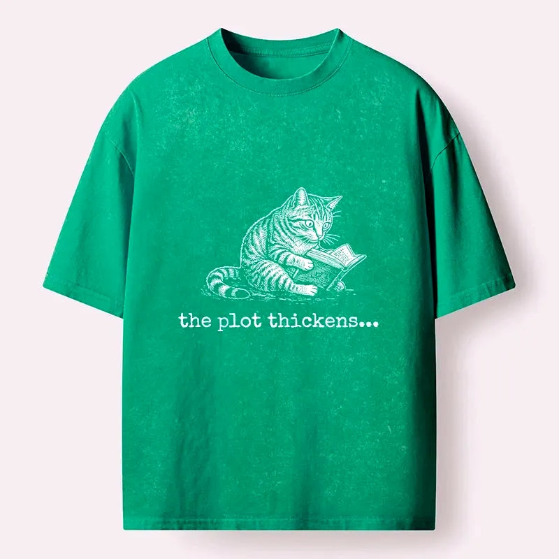 Japanese Vintage Cat Reading T-Shirt for Women