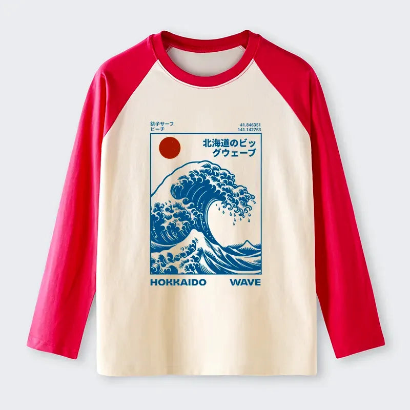 Japanese Wave Raglan Long Sleeve for Daily Wear