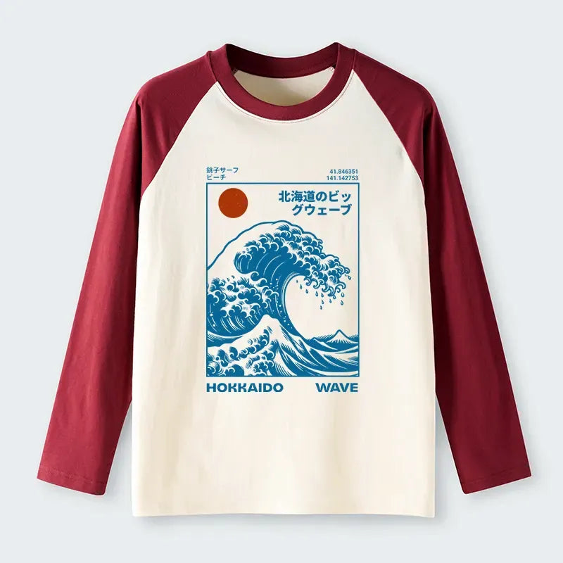 Japanese Wave Raglan Long Sleeve for Daily Wear