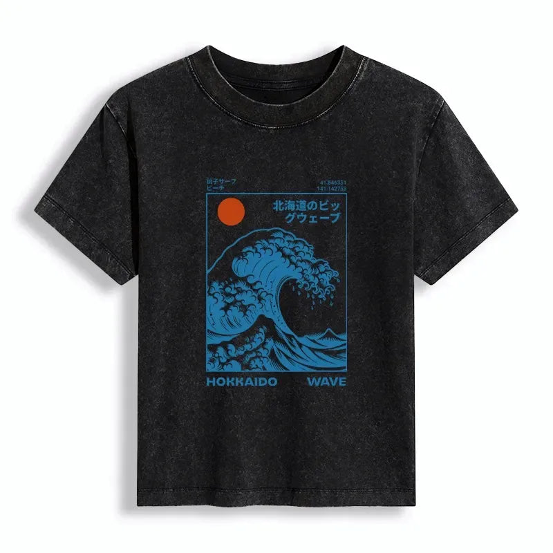 Kyoto-Lion Hokkaido Wave Japan Women's Washed T-shirt