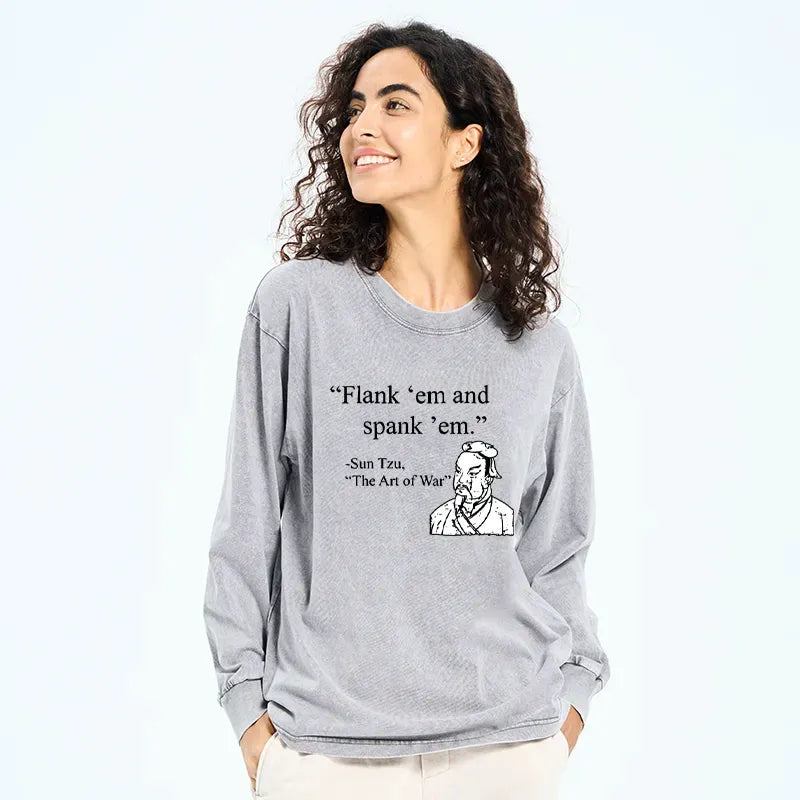 Funny Japanese Washed Long Sleeve T-Shirt