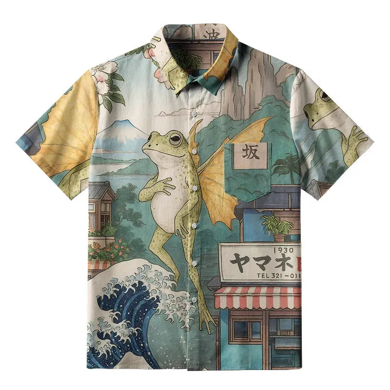 Kyoto-Lion Frog With Wings Button-up Shirt