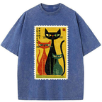 Kyoto-Lion World Domination Squad Cat Poster Washed T-Shirt