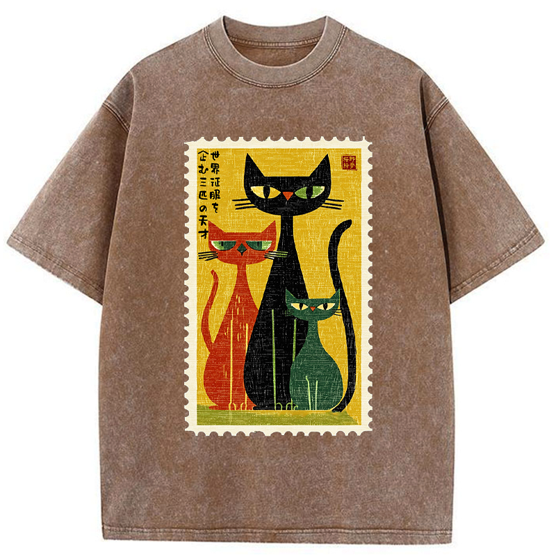 Japanese cat poster t-shirt for summer