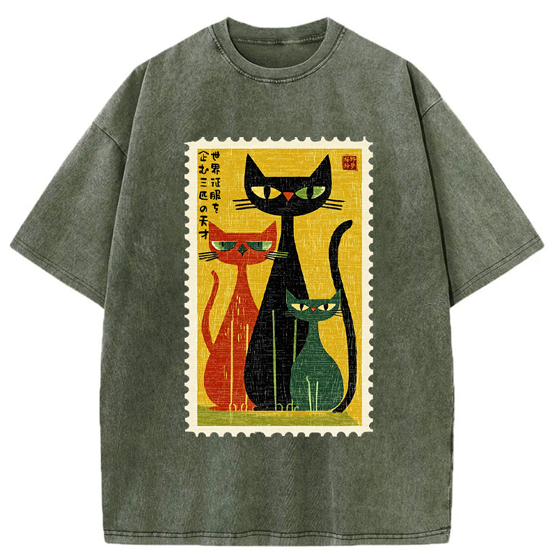 Japanese cat poster t-shirt for summer