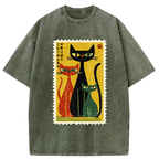 Japanese cat poster t-shirt for summer