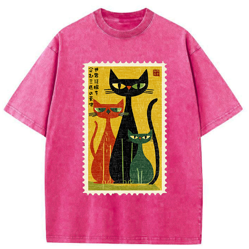 Japanese cat poster t-shirt for summer