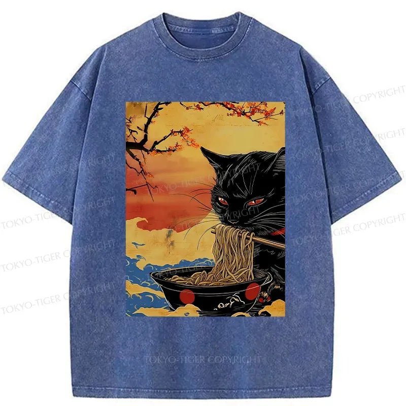 Japanese Cat Ramen T-Shirt Free Shipping