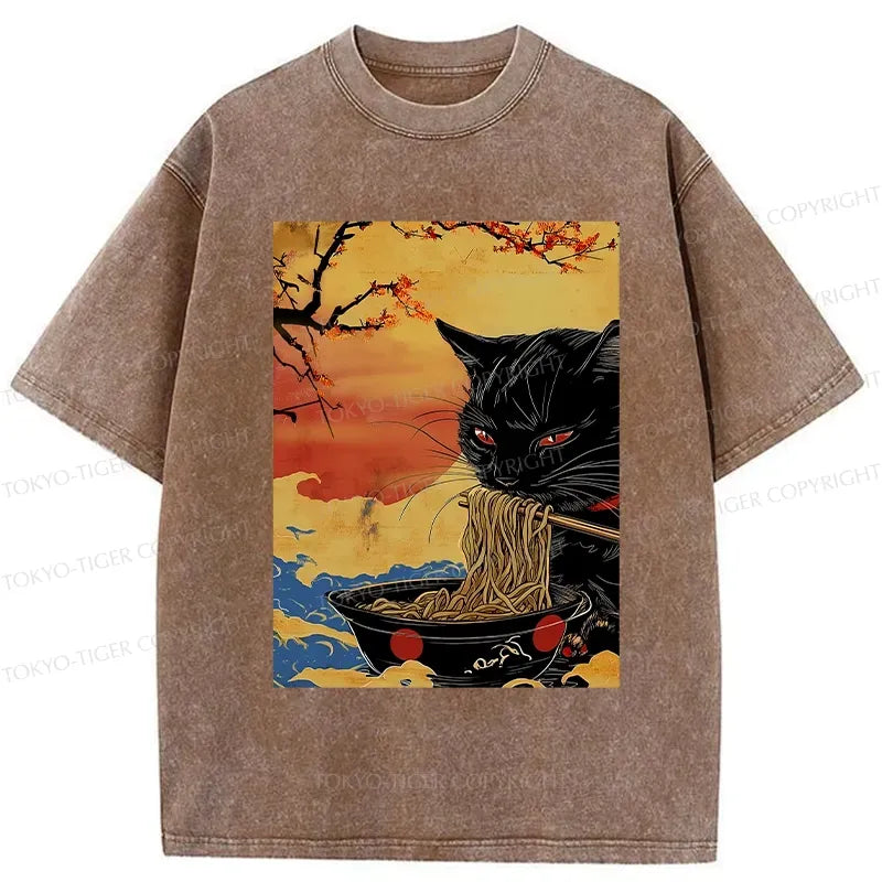 Japanese Cat Ramen T-Shirt Free Shipping