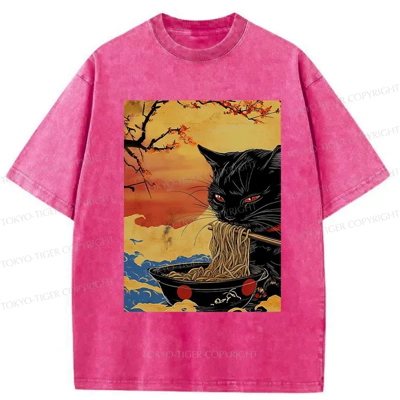 Japanese Cat Ramen T-Shirt Free Shipping