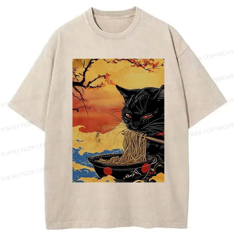 Japanese Cat Ramen T-Shirt Free Shipping