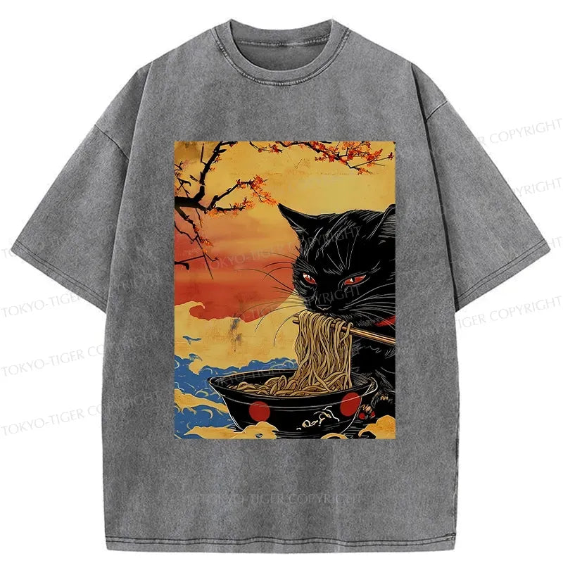 Japanese Cat Ramen T-Shirt Free Shipping