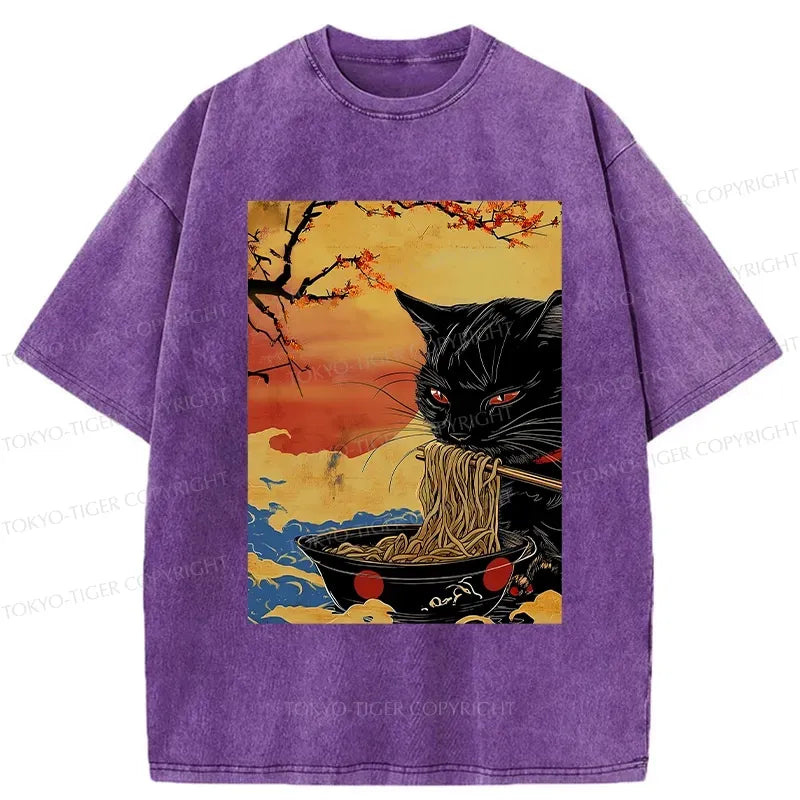 Japanese Cat Ramen T-Shirt Free Shipping