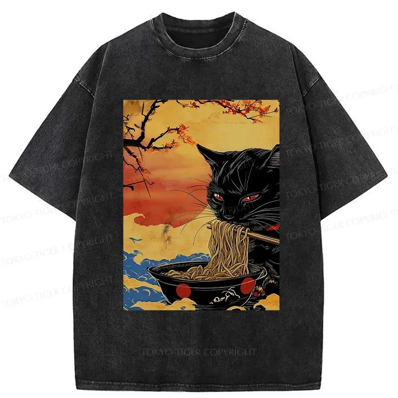Japanese Cat Ramen T-Shirt Free Shipping