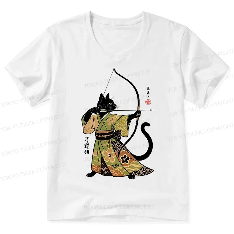 Kyoto-Lion Japan Cat Archery V-Neck Classic T-Shirt