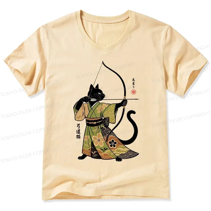 Japanese Cat Archery V-Neck T-Shirt