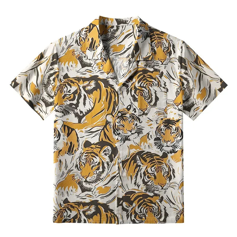 Japanese Tiger Aloha Shirt for Summer