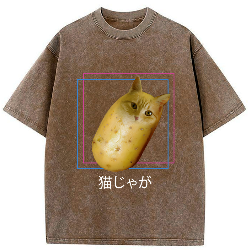 japanese washed cat t-shirt best seller