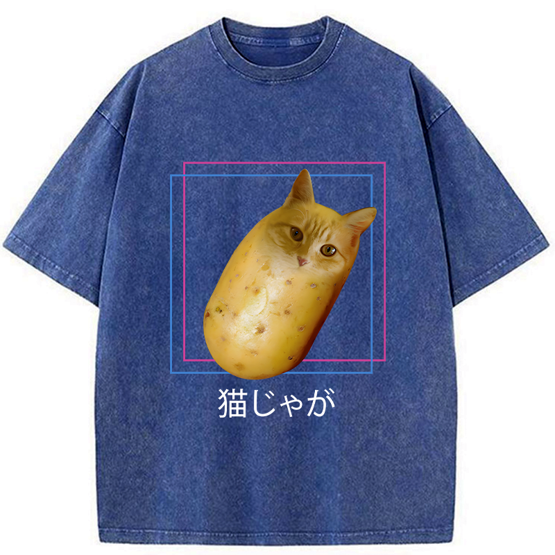 japanese washed cat t-shirt best seller