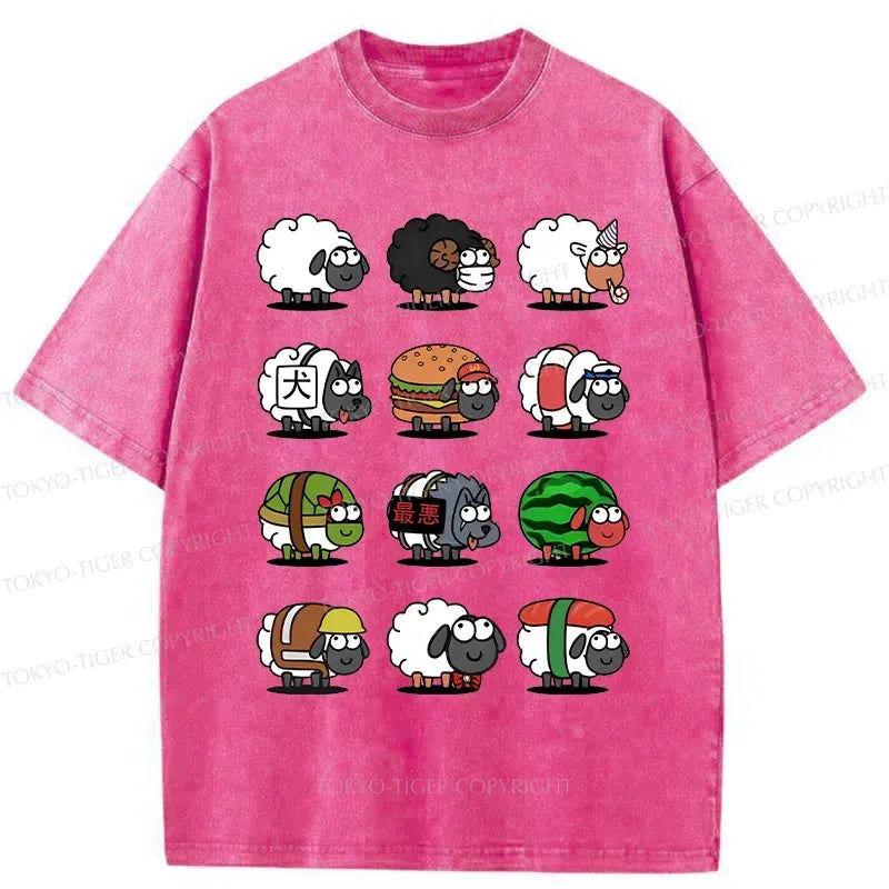 Kyoto-Lion Various Kinds Of Sheep Washed T-Shirt