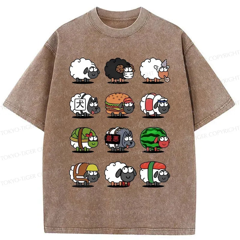 Kyoto-Lion Various Kinds Of Sheep Washed T-Shirt
