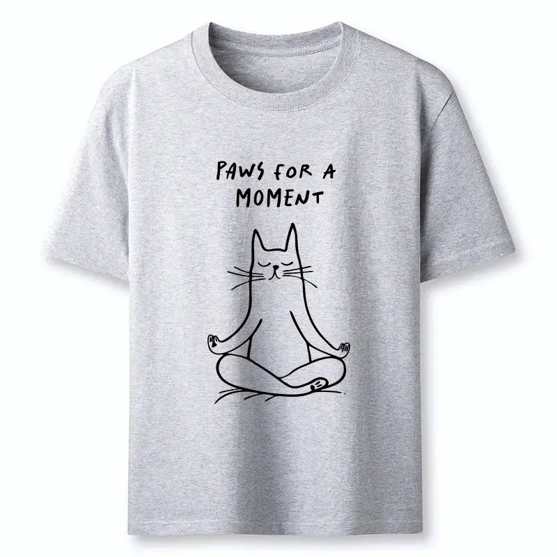 Japanese Zen Cat Yoga T-Shirt for Daily Wear