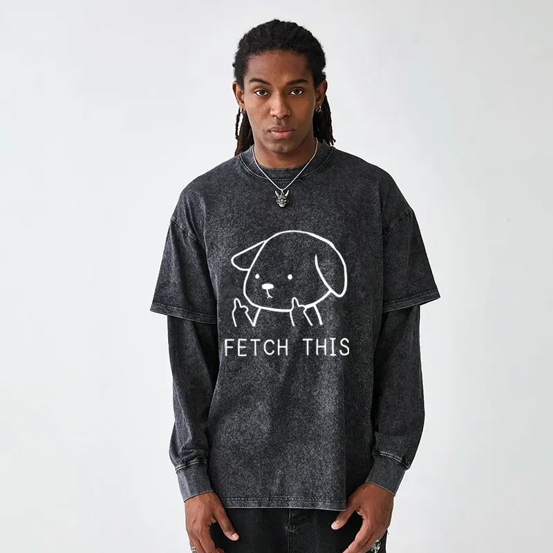 Kyoto-Lion Fetch This Dog Washed Double Layer T-Shirt