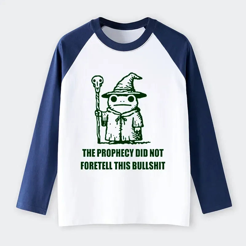 Kyoto-Lion Funny Meme Wizard Frog Weird Prophecy Raglan Long Sleeve T-shirt
