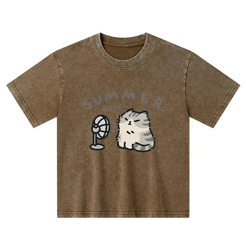 Kyoto-Lion Washed T-Shirt for Children