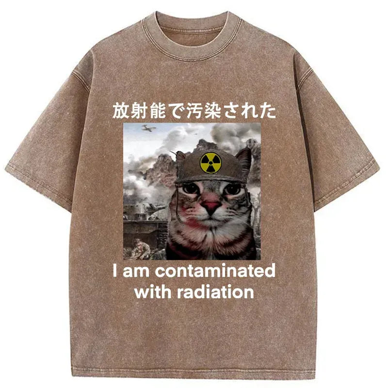 funny nuclear radiation cat t-shirt for men