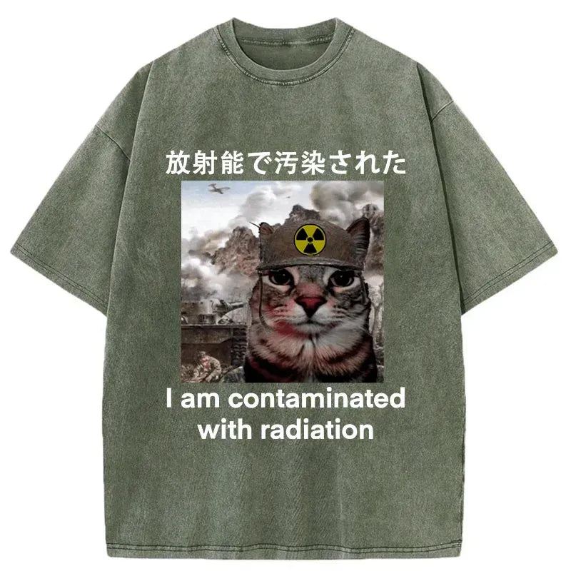 Kyoto-Lion Cat Suffering From Nuclear Radiation Washed T-Shirt