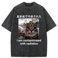 Japanese washed cat t-shirt for streetwear