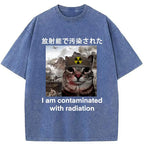 funny nuclear radiation cat t-shirt for men
