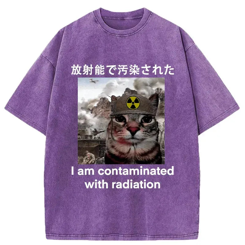 funny nuclear radiation cat t-shirt for men