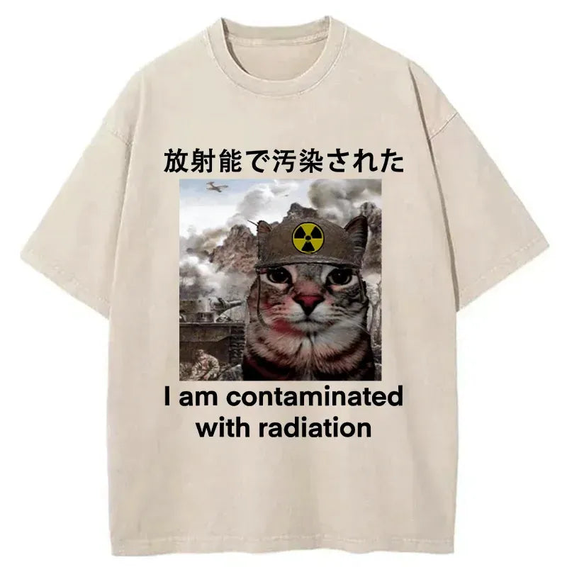 Kyoto-Lion Cat Suffering From Nuclear Radiation Washed T-Shirt