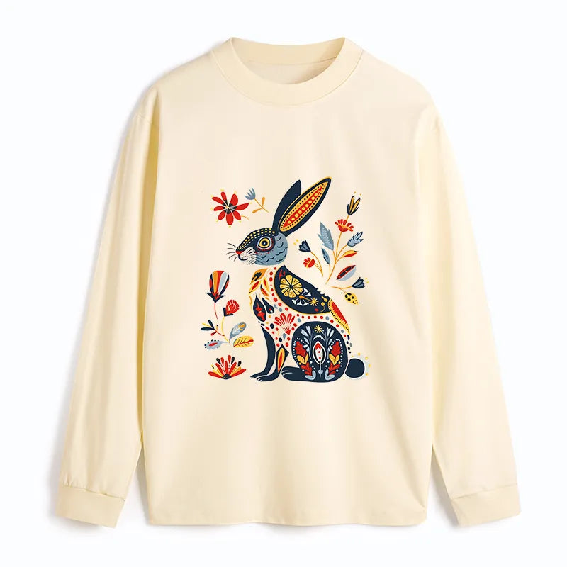 Kyoto-Lion Folk Hare Bloom Classic Long Sleeve T-Shirt