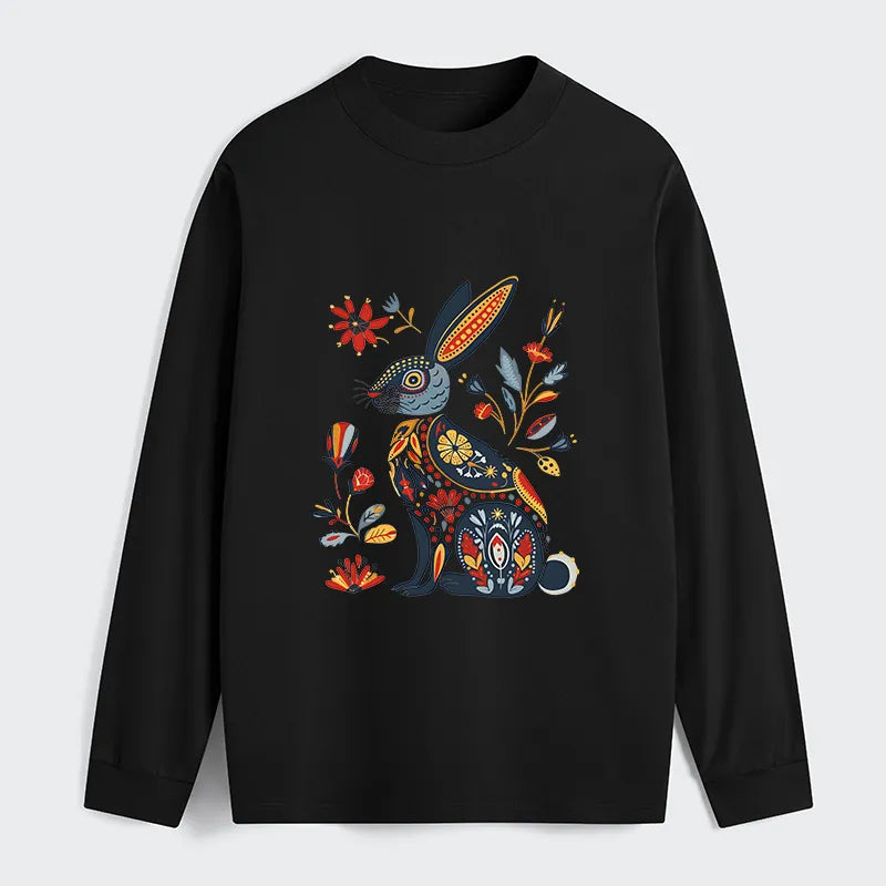 Kyoto-Lion Folk Hare Bloom Classic Long Sleeve T-Shirt
