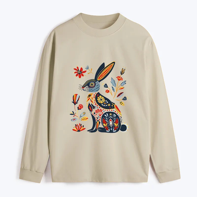 Kyoto-Lion Folk Hare Bloom Classic Long Sleeve T-Shirt