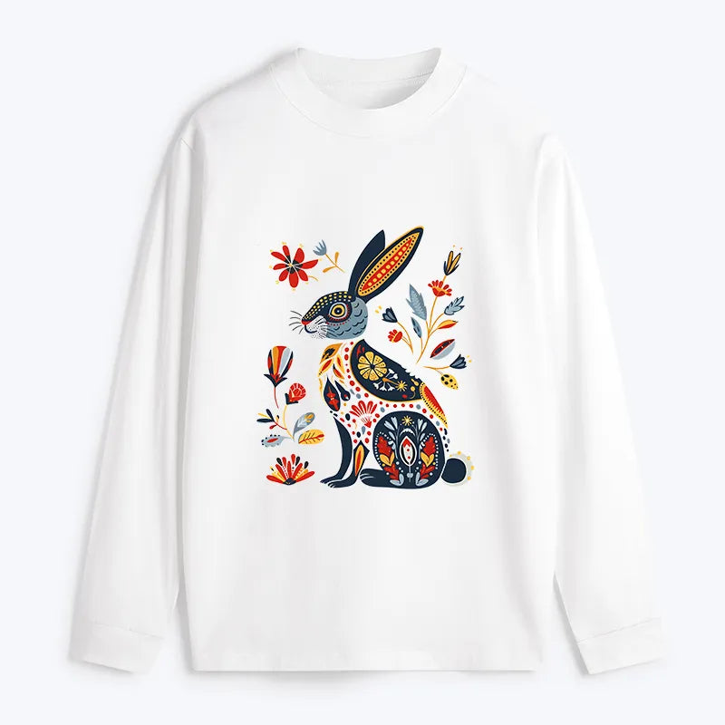 Kyoto-Lion Folk Hare Bloom Classic Long Sleeve T-Shirt