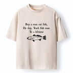 Kyoto-Lion Man Eat Fish Meme Washed T-Shirt