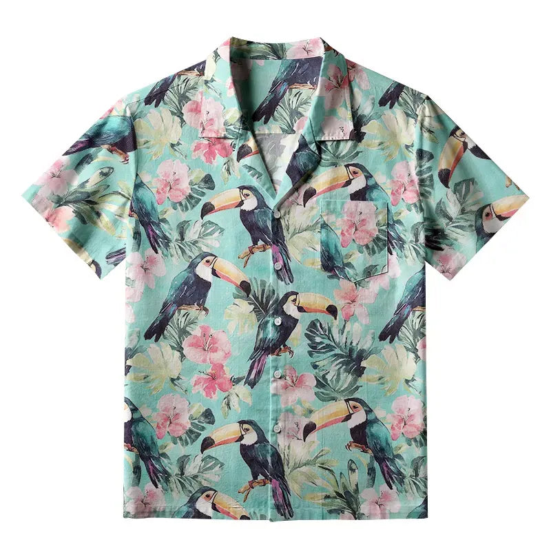 Kyoto-Lion Toucans Standing On Branch Aloha Hawaiian Shirt