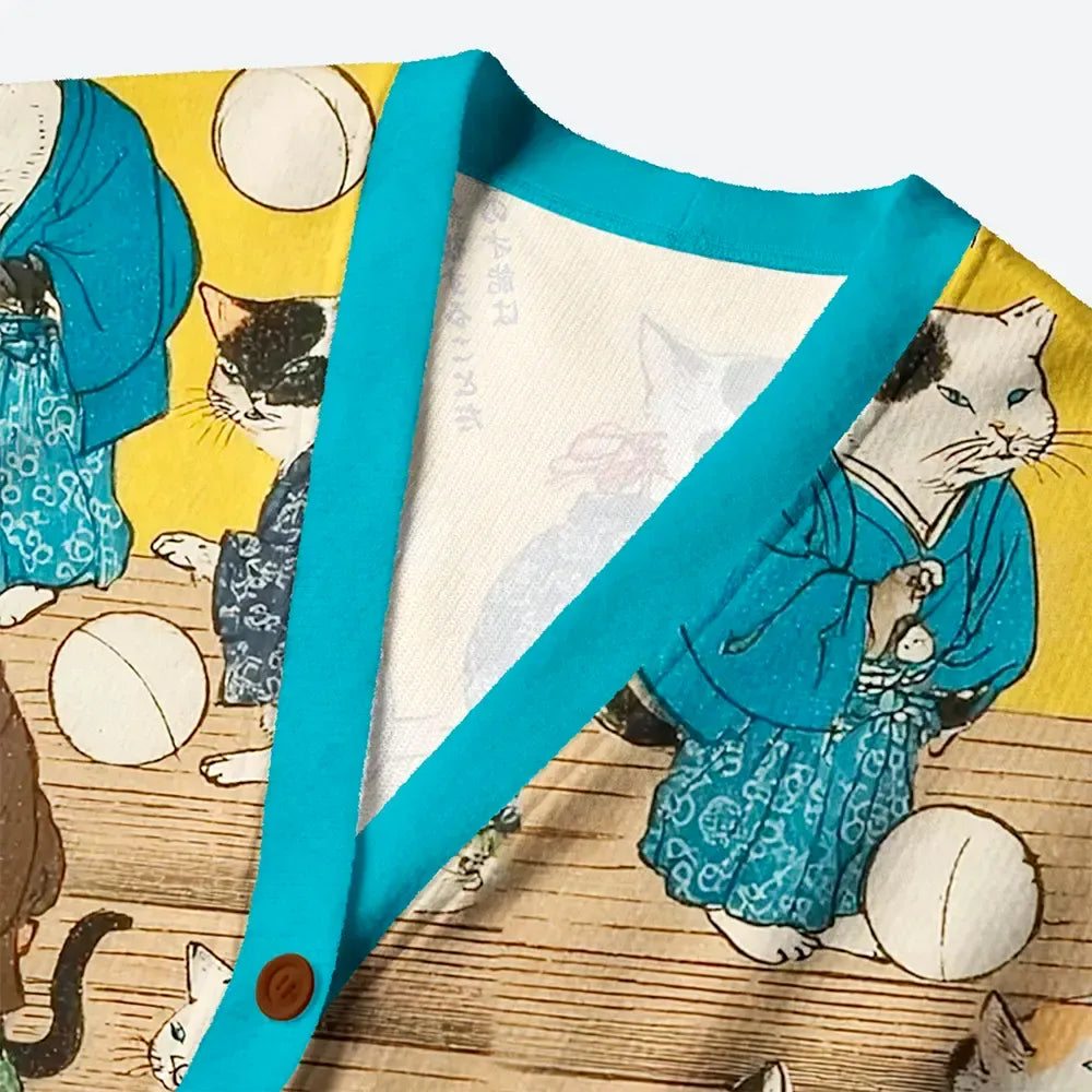 Japanese cat kimono ugly sweater