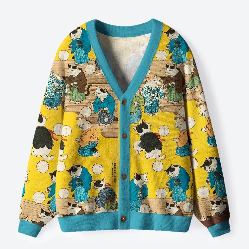 Japanese cat kimono ugly sweater