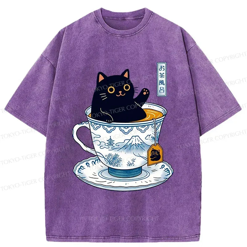 Japanese Cat in Teacup T-Shirt