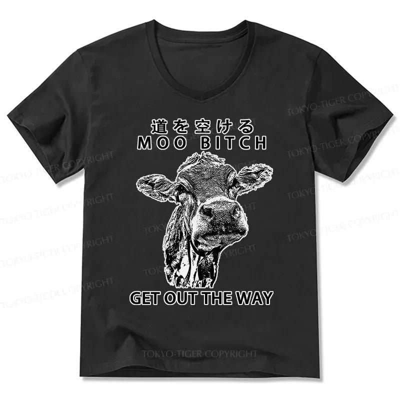 Funny Cow Japanese V-Neck T-Shirt
