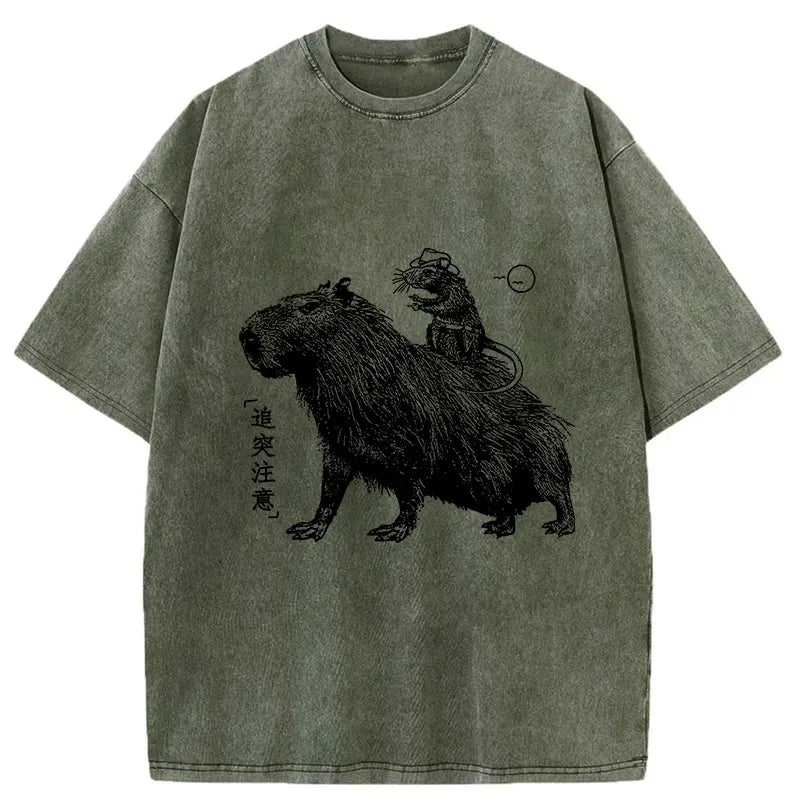 Japanese Vintage Washed T-Shirt for Daily Wear