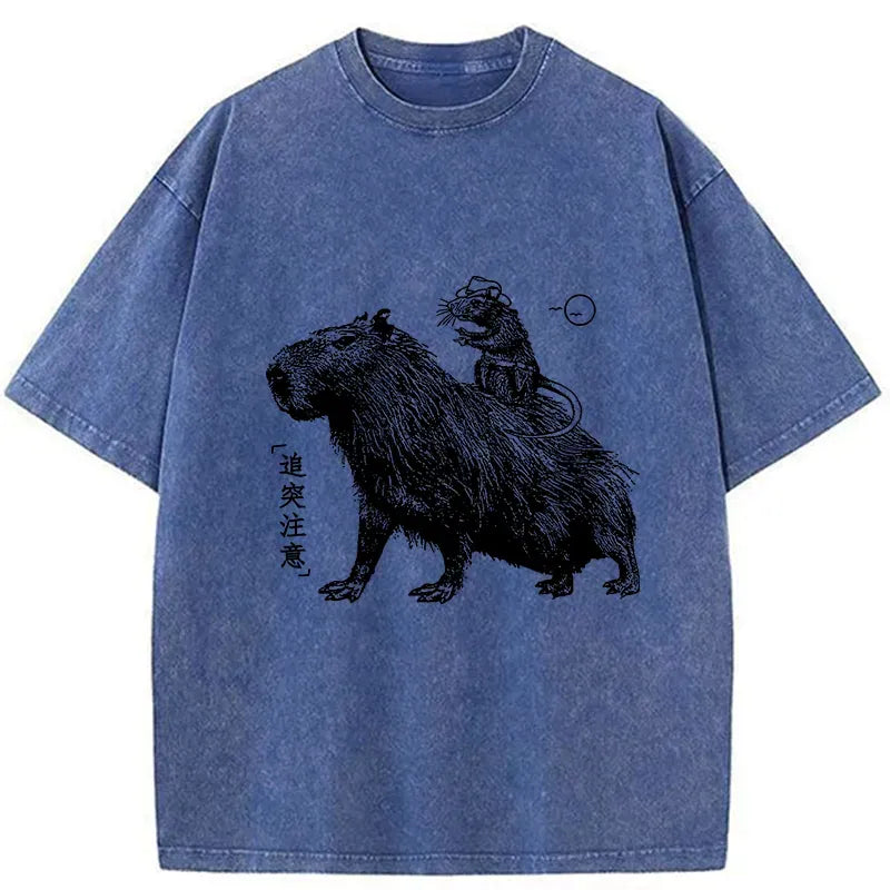 Japanese Vintage Washed T-Shirt for Daily Wear