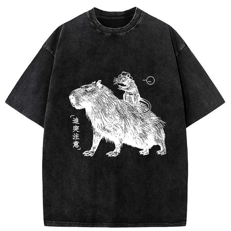 Japanese Vintage Washed T-Shirt for Daily Wear
